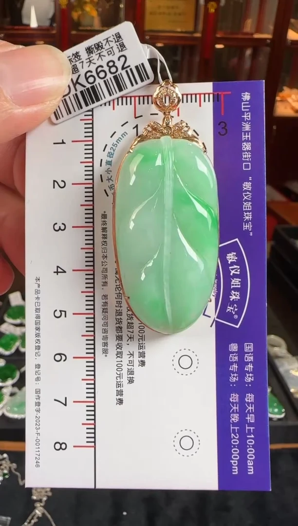 颈饰18K金镶嵌翡翠DK6682 叶子