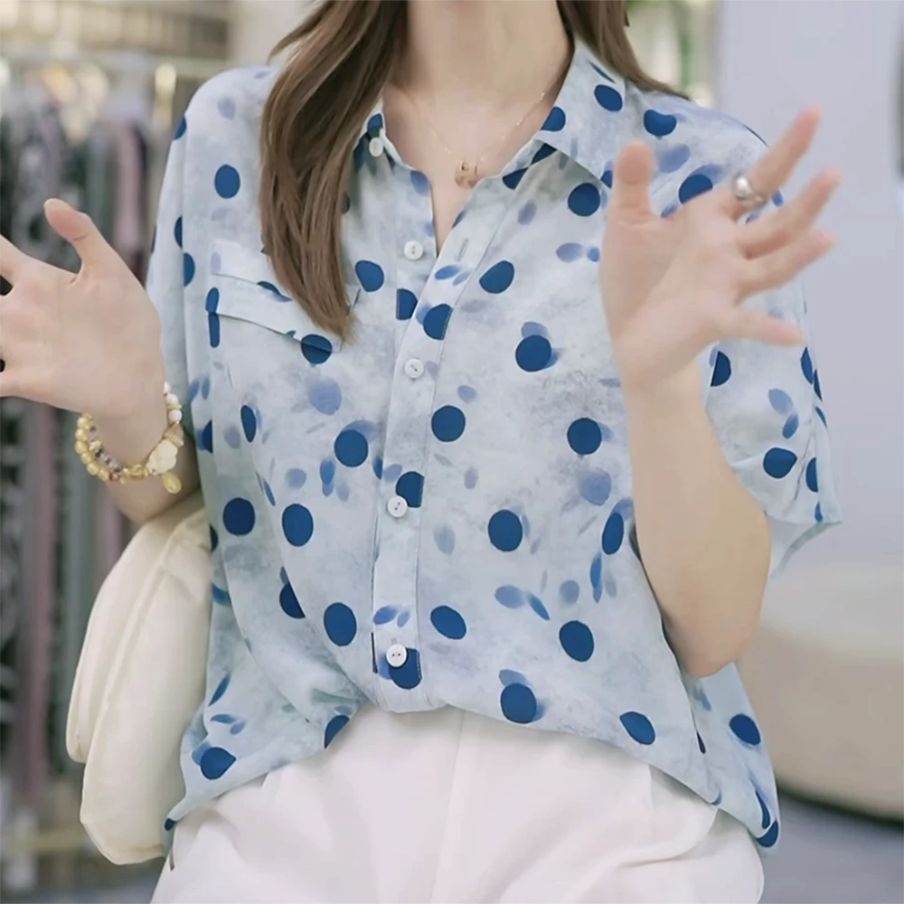 新款夏季法式波点浪漫风休闲气质衬衫C5715