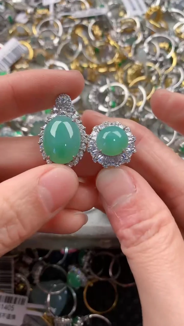 银S925镶嵌戒指翡翠444   9