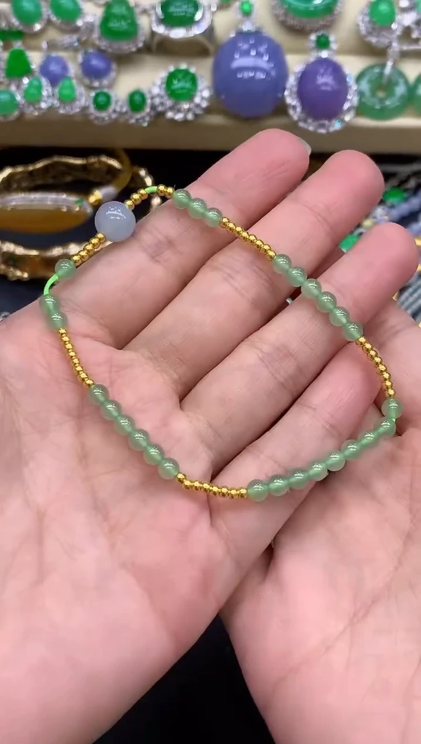 足金镶嵌手链翡翠197-中国好珍宝