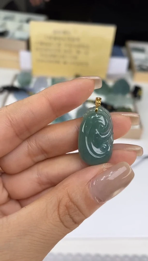 翡翠18K金镶嵌吊坠(不含链)35225