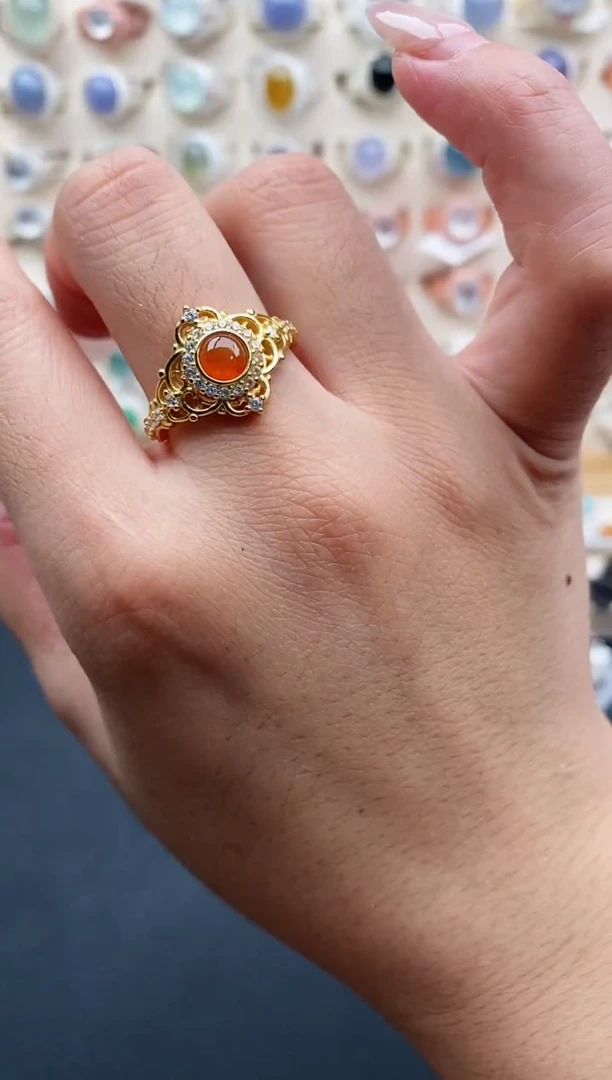 银S925镶嵌戒指翡翠天然缅甸翡翠A货111-10-2