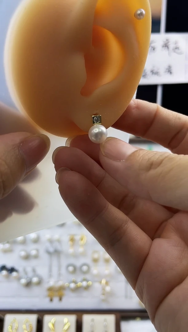 合金耳饰淡水珍珠100