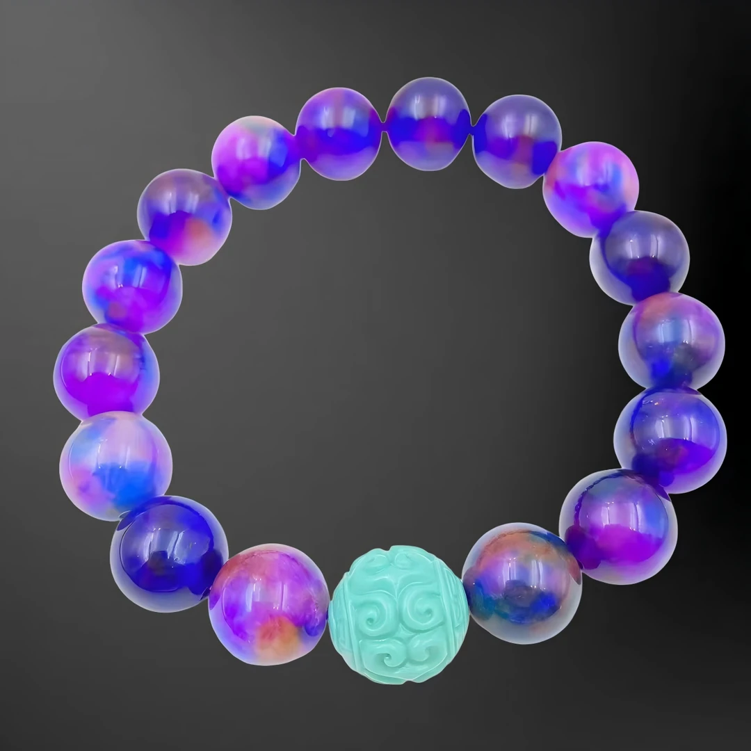 皇家紫飘花舒俱玛瑙珠珠手串S1085J