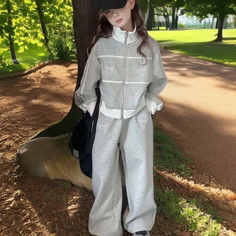 D女童套装春秋季潮酷韩版6-12岁儿童运动两件套洋气休闲秋款中大