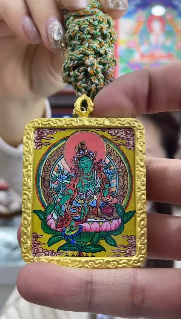 吊坠纯手绘唐卡（非质量问题不退不换）绿妈妈