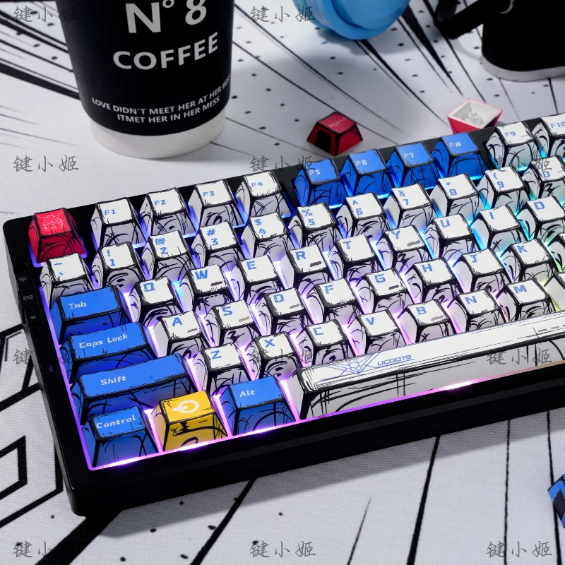 键小姬漫画高达键帽动漫主题原厂高度侧刻透光适配madez60wooting