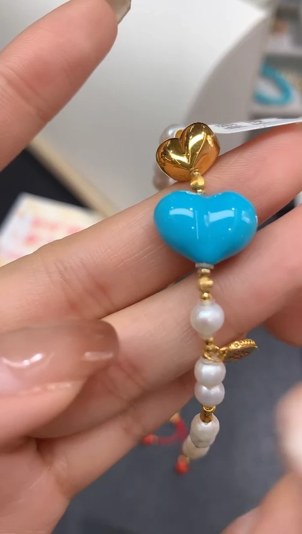 18K金镶嵌绿松石手串手链A489|2980