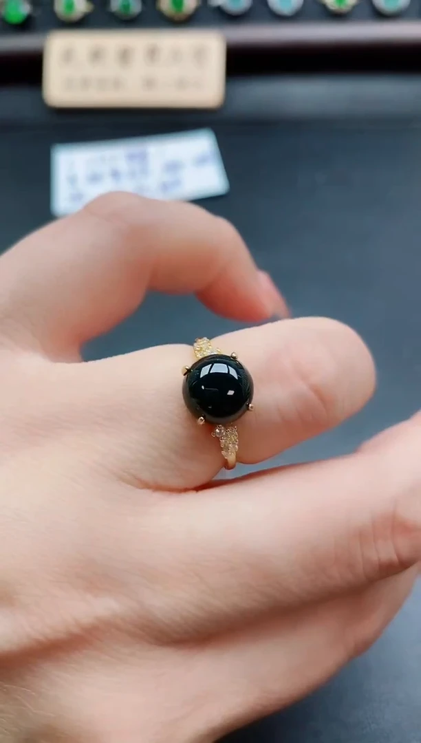 银S925镶嵌戒指翡翠1