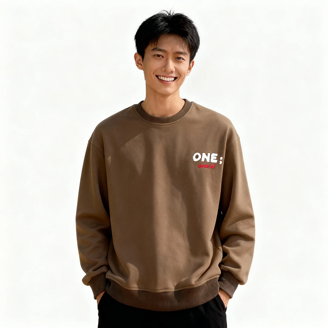 经典百搭爆款套头男长袖针织成人卫衣时尚潮流宽松圆领休闲上衣