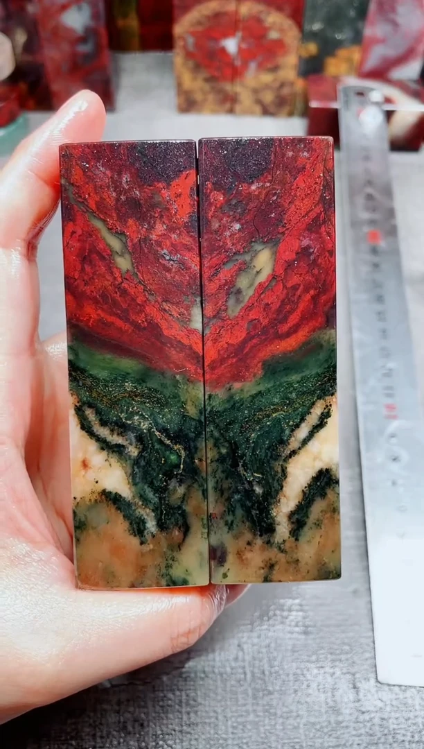 玉吴*化桂林鸡血玉素章3.0左右对章42