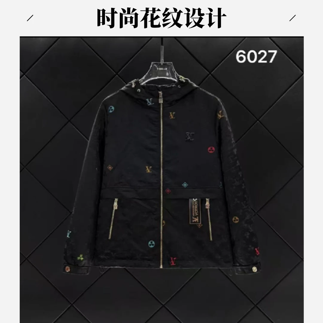 6027-（大宝）秋季新款时尚轻奢满印高级感提花男士外套