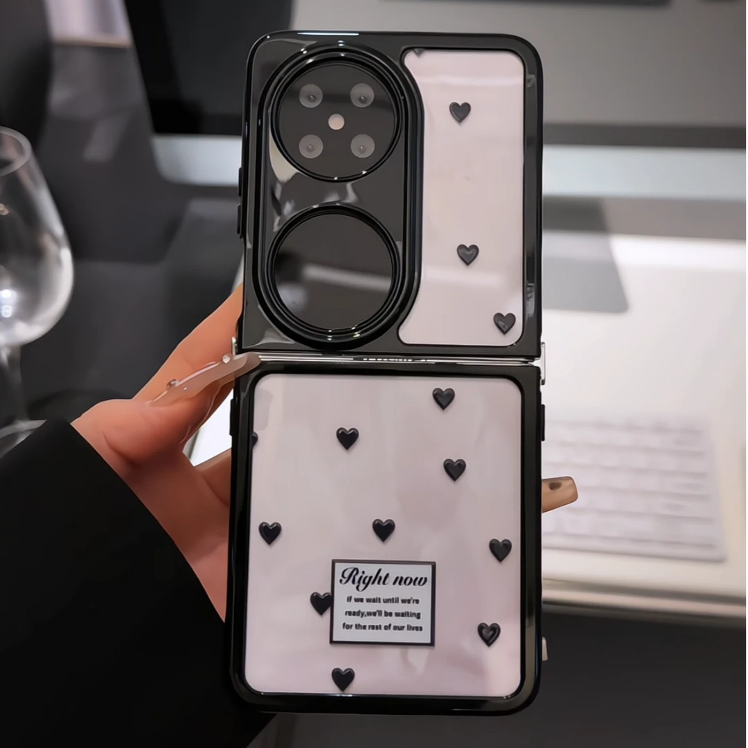 （华为 pocket2系列）折叠奶油适用华为pocket2手机壳p50女爱心波点