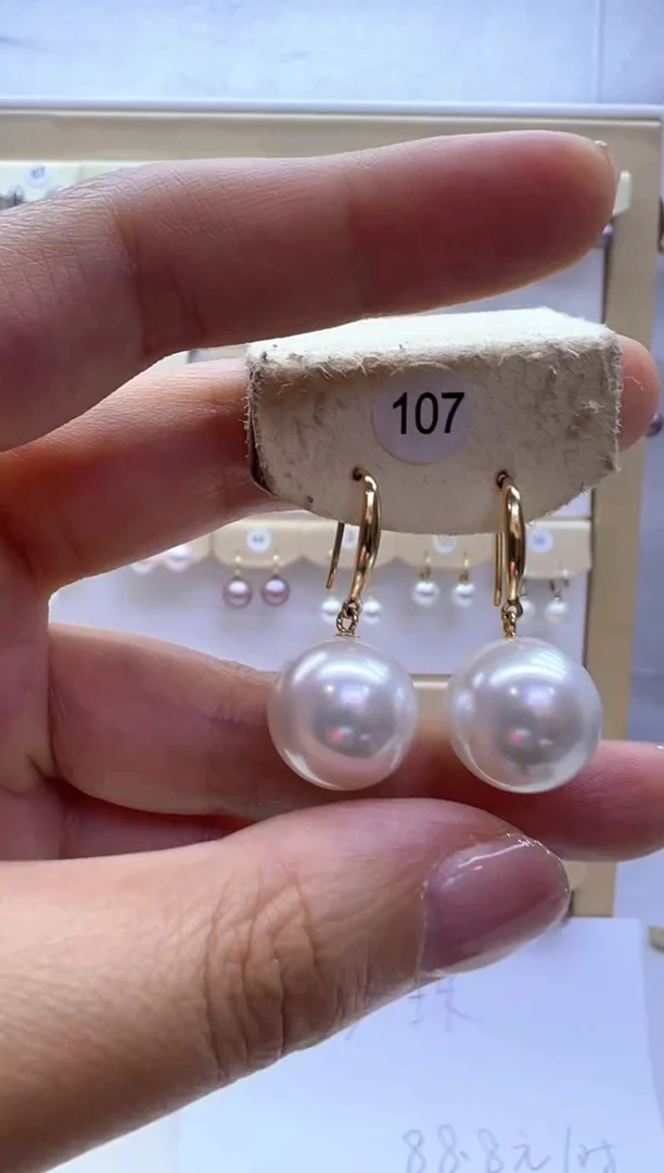银S925镶嵌淡水珍珠耳饰107