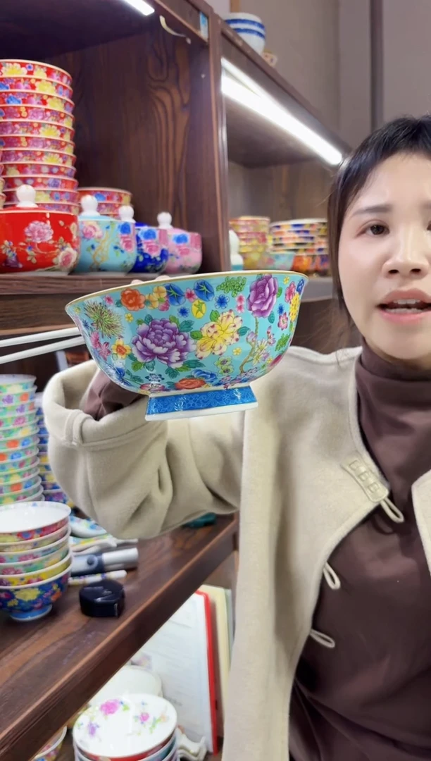 珐琅6英寸面碗6个景德镇陶瓷