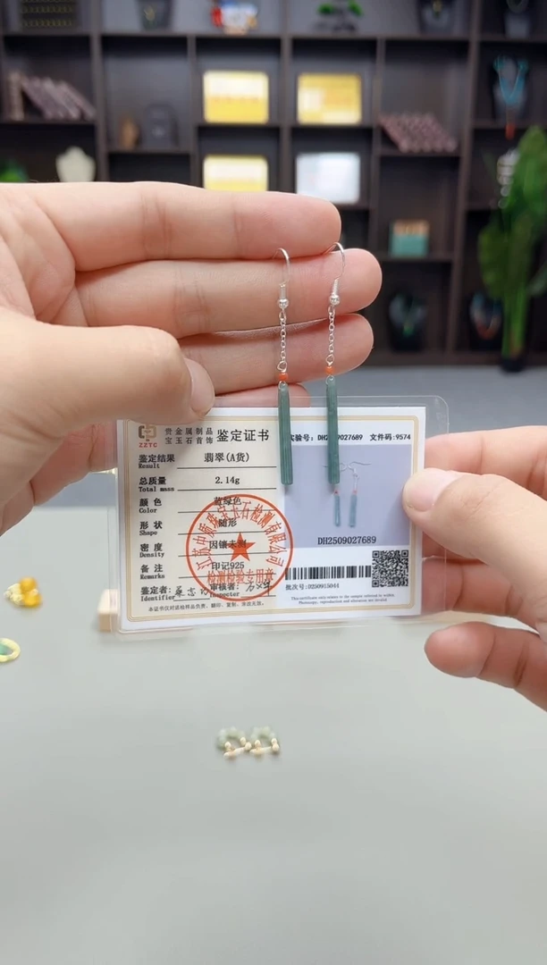 银S925镶嵌翡翠耳饰新6