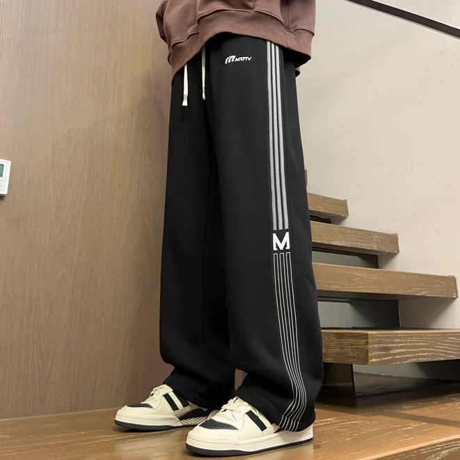 2025春季新款直筒卫裤宽松潮流百搭休闲裤青少年港风韩版运动裤男