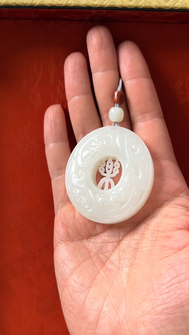 和田玉未镶嵌挂件俄料长乐未央玉璧挂件