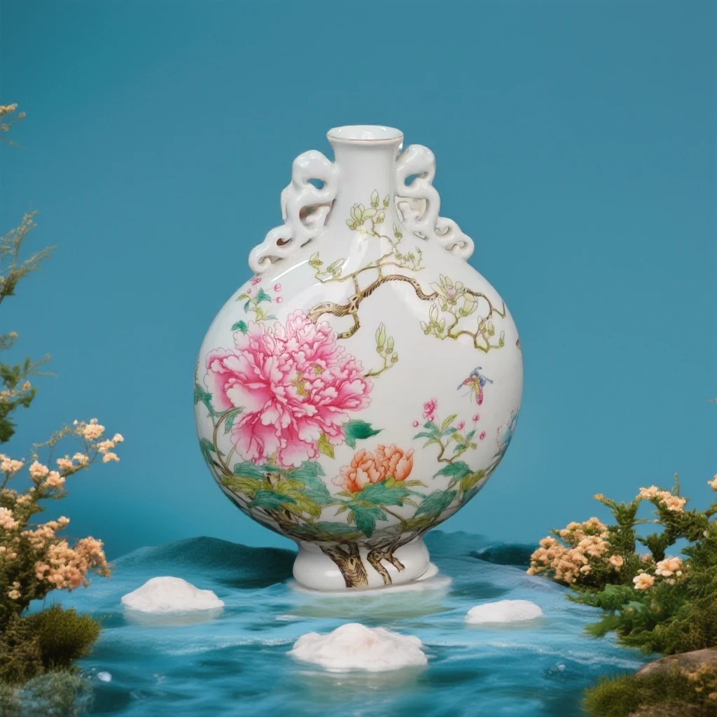 景德镇陶瓷薄胎插花家居装饰品电视柜中式工艺花盆