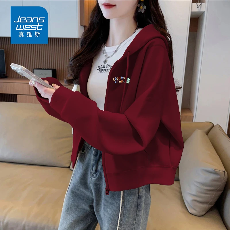 真维斯少女感连帽卫衣外套女春秋装2025新款休闲百搭运动上衣