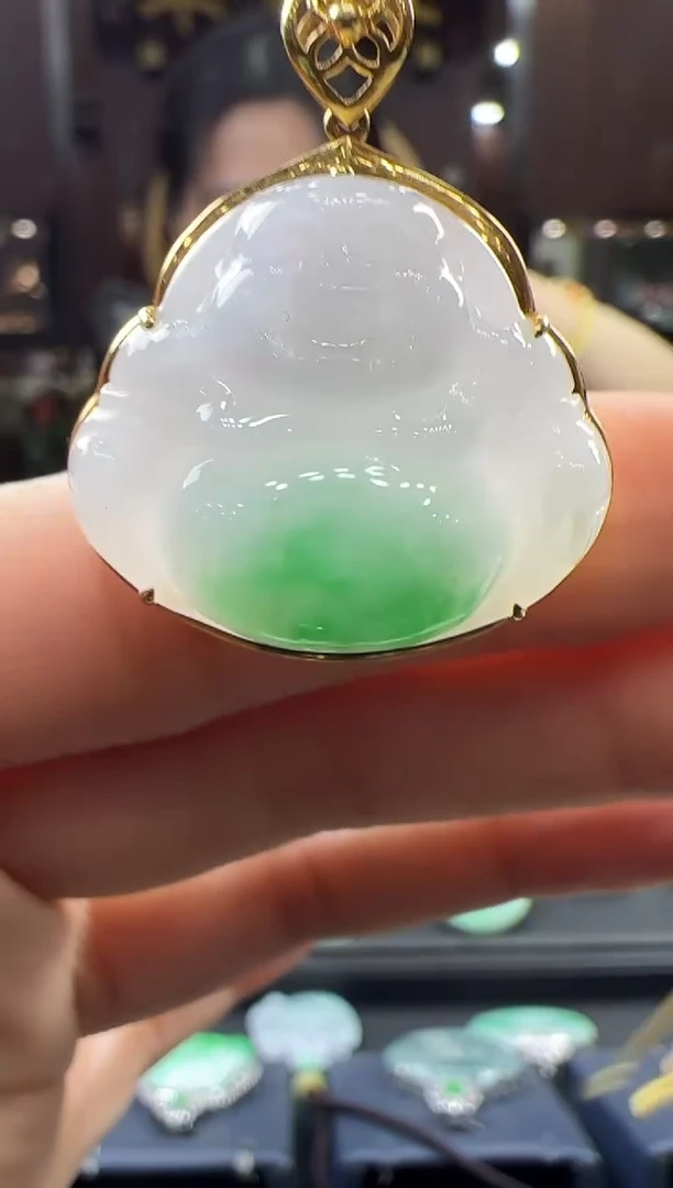 【闪购商品】翡翠挂件18K金镶嵌佛公