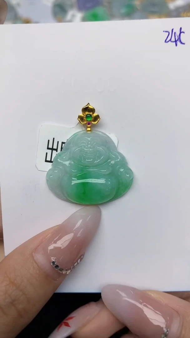 【闪购商品】翡翠颈饰18K金镶嵌 天然翡翠A货