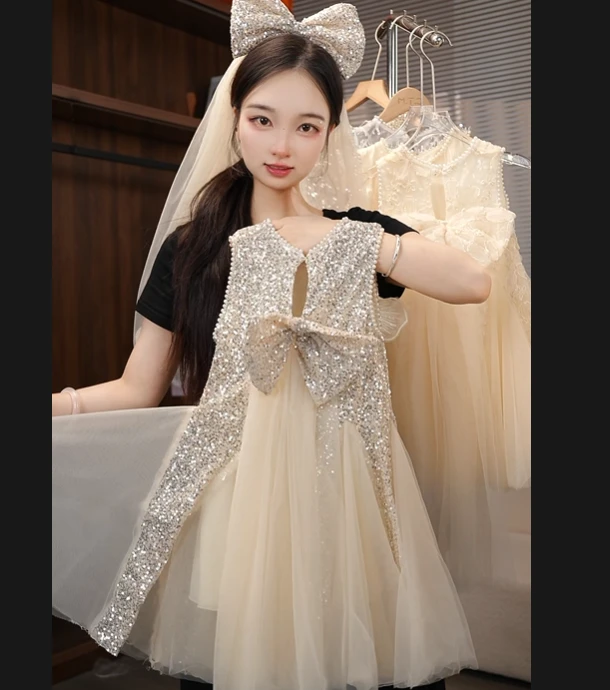 AYJ250386 儿童女童气质重工公主连衣裙轻奢优雅连衣裙