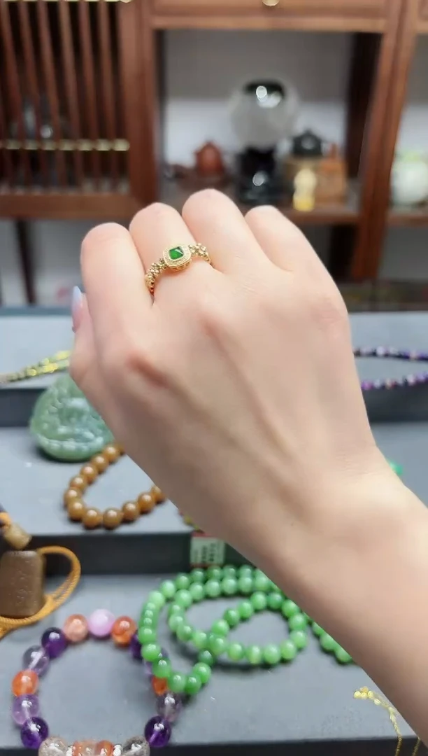 【闪购商品】翡翠戒指18K金镶嵌18k金翡翠戒指*1 ZX