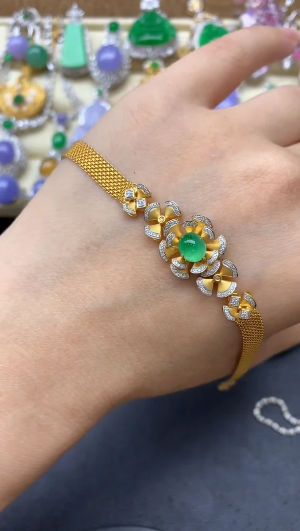 【闪购商品】翡翠手链18K金镶嵌567-中国好珍宝