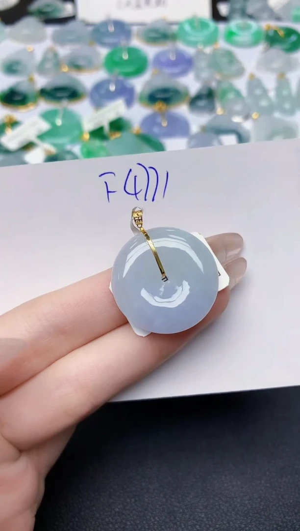 颈饰18K金镶嵌翡翠天然缅甸A货翡翠百元以上9元证书费自理