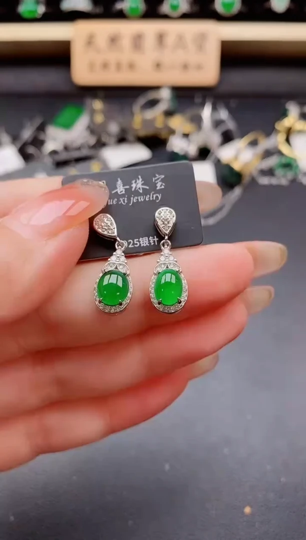 银S925镶嵌戒指翡翠1