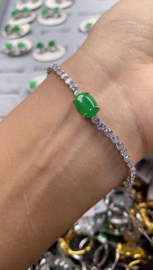 银S925镶嵌戒指翡翠444---3