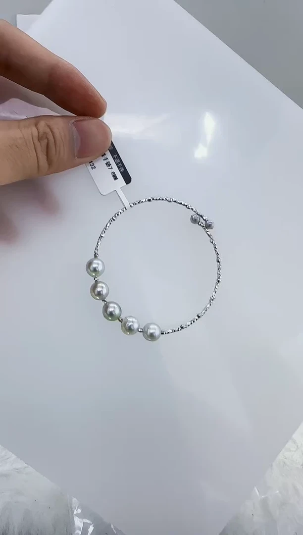 未镶嵌海水珍珠DA海水灰珠手镯 y132