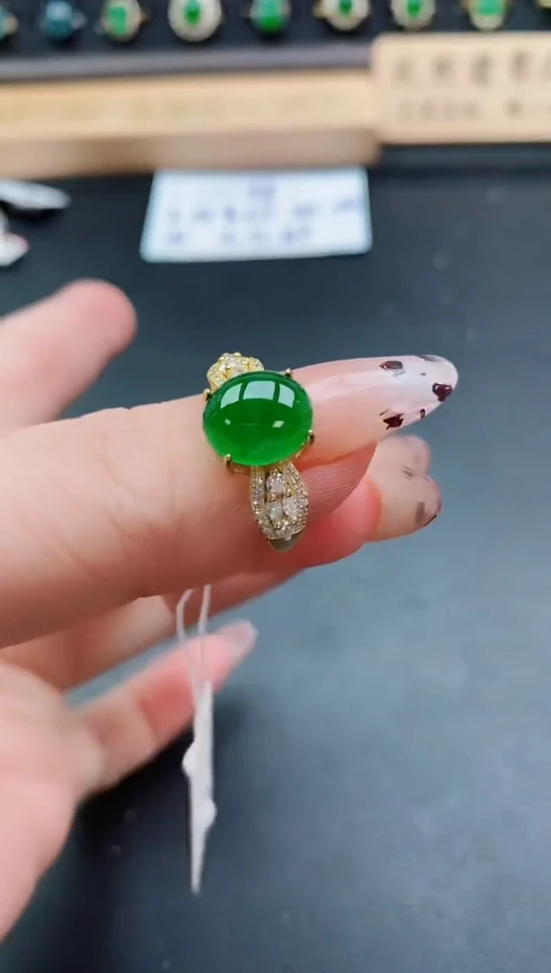 银S925镶嵌戒指翡翠1