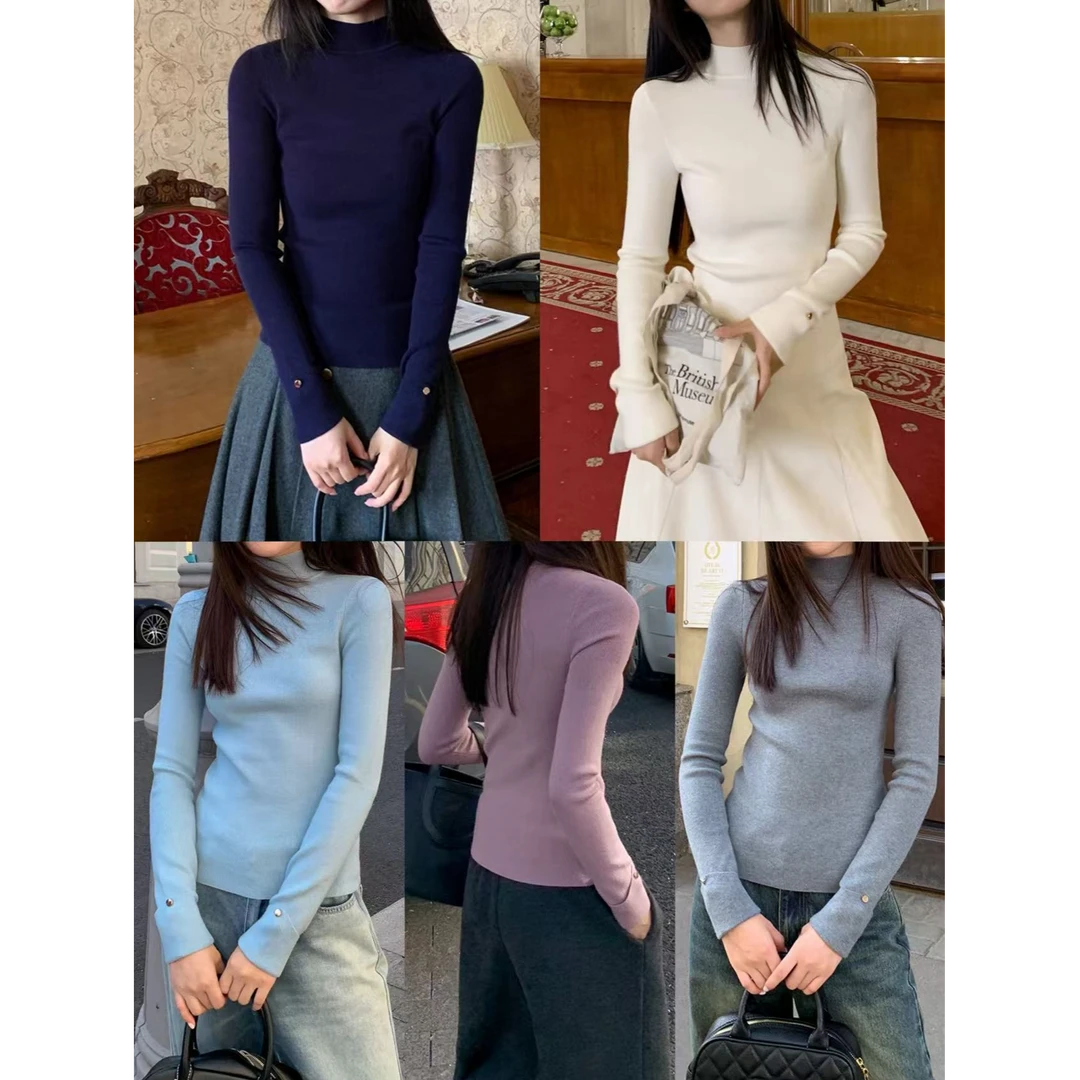 你好卡农 简约半高领修身针织打底衫显瘦保暖内搭上衣KZ24Z4834D