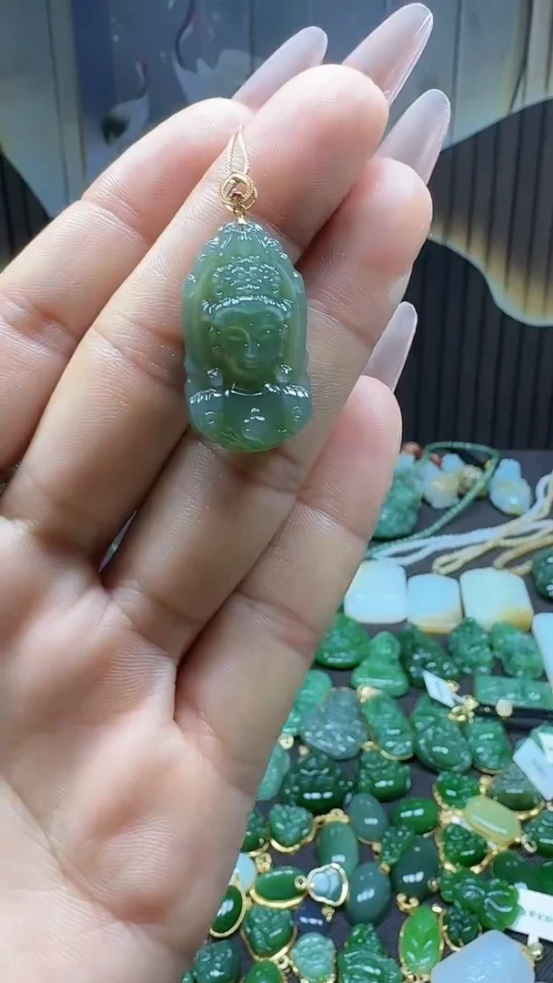 【闪购商品】和田玉吊坠(不含链)18K金镶嵌1
