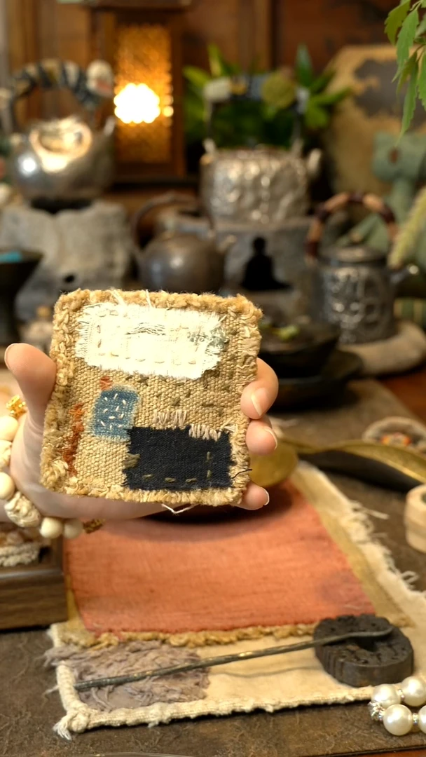 双层柞蚕丝厚补丁手工杯垫特价