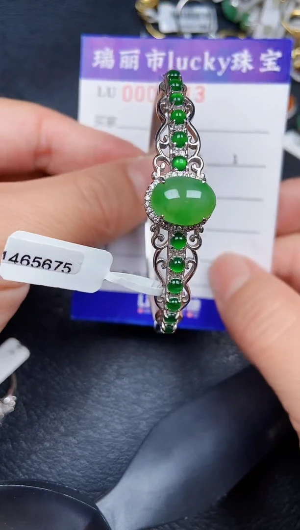 翡翠银S925镶嵌颈饰5413