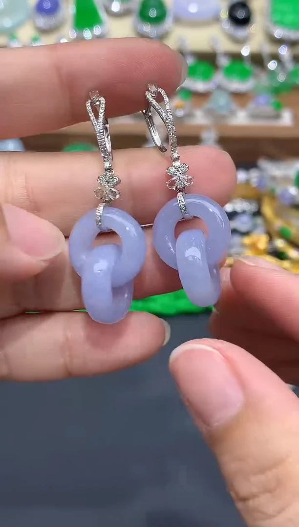 翡翠18K金镶嵌耳饰201-春日珠宝