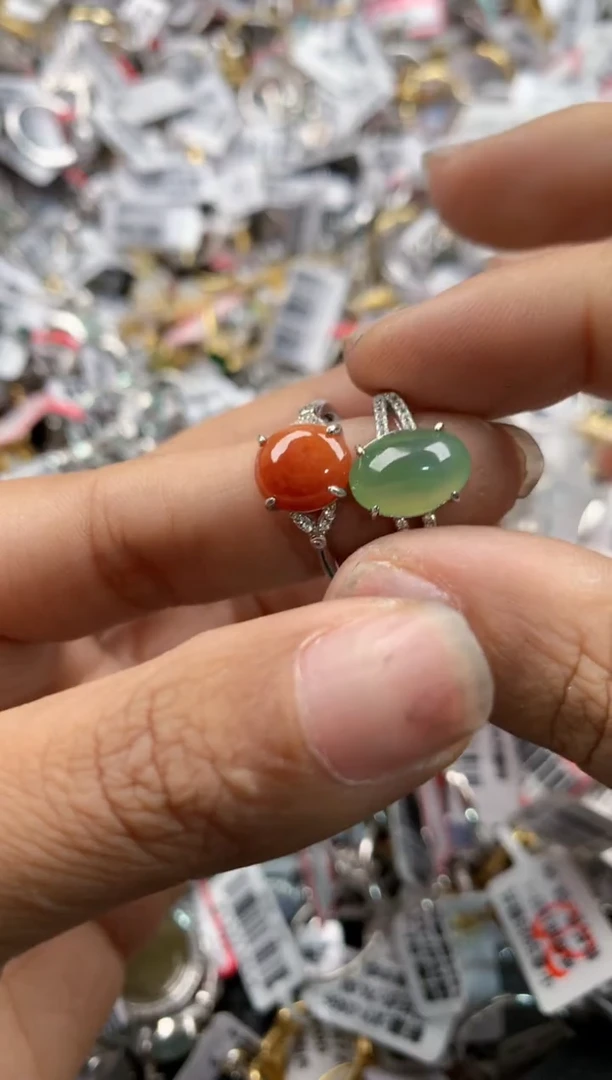 银S925镶嵌戒指翡翠14     6