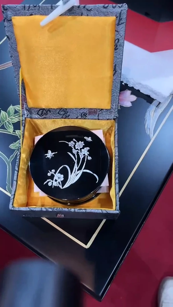 ∽****~扬州漆器 圆形杯垫螺钿4/S