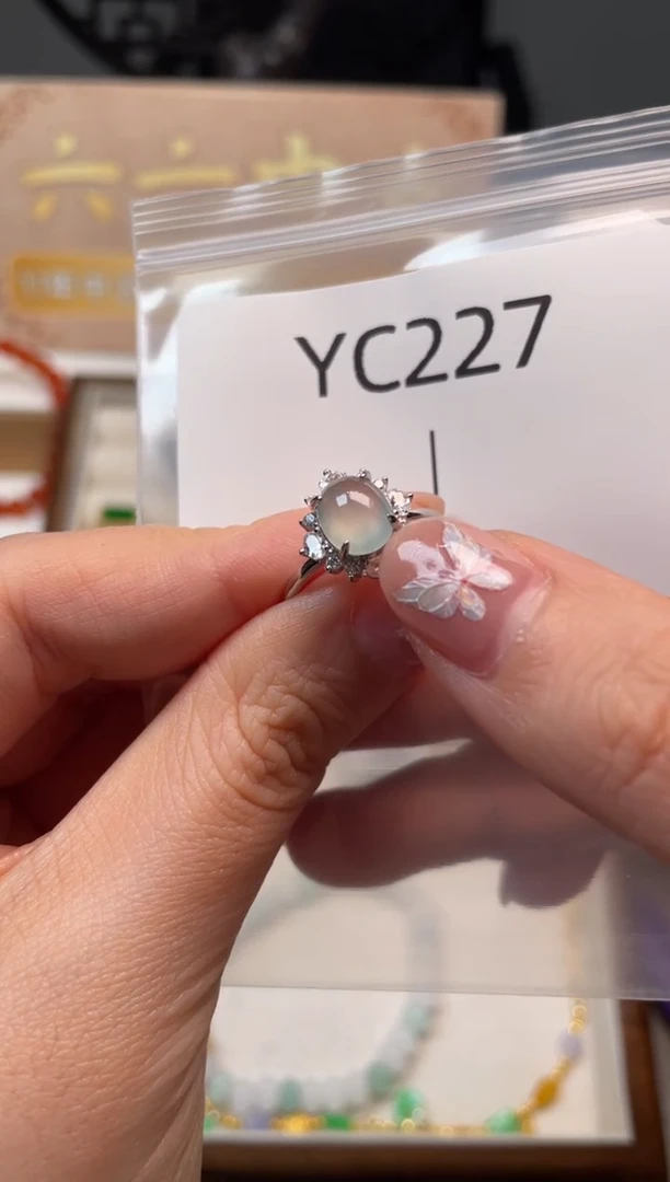 翡翠戒指银S925镶嵌yc227