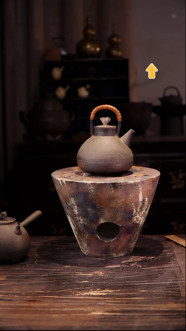 纯手工柴烧石头提梁加圆斗笠炉