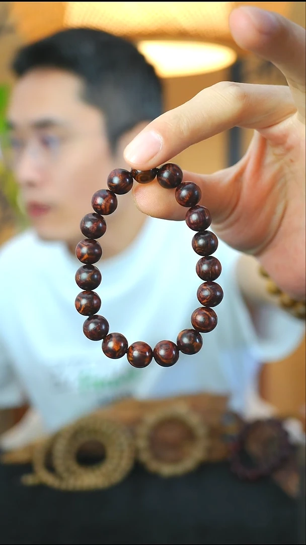 黄花梨/降香黄檀手串/手链海南老料黄花梨鬼脸1.0圆珠单圈