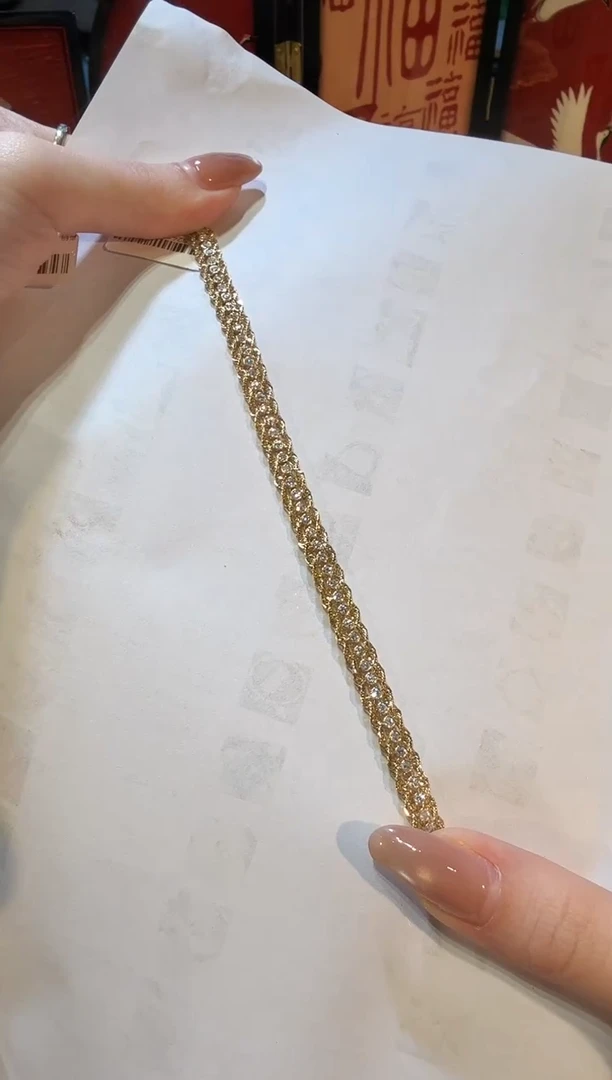 手链18K金镶嵌钻石麻绳满钻手链