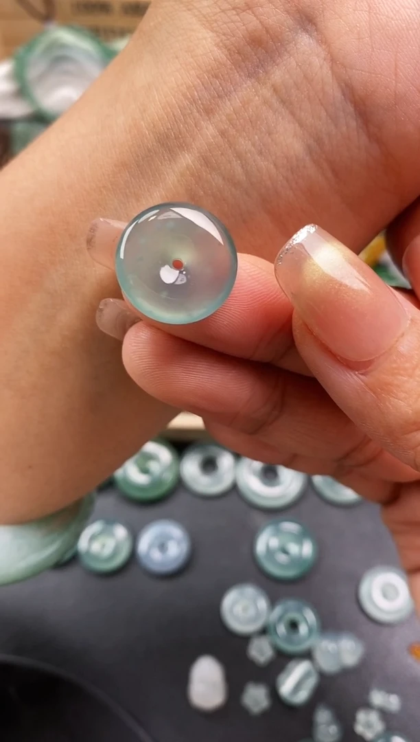 裸石翡翠小****爬平安扣  定向 小蜗牛不爱爬