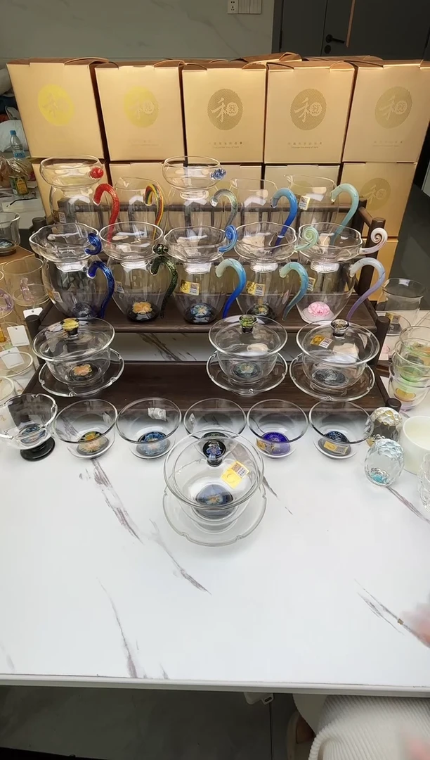 手工艺品玻璃遇*禾器 涵韵青花语盖碗 普通盒