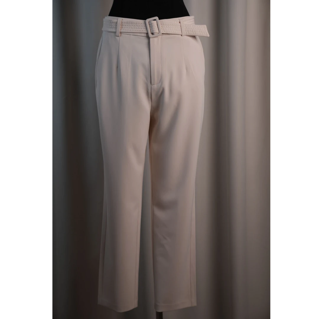 077#米白色女士休闲裤