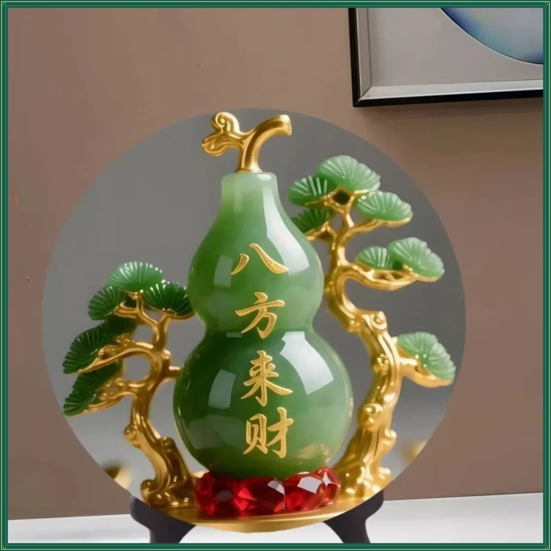 八方来财翠玉葫芦招财客厅DWLW摆件家用旺宅转运桌面玄关家【鲲鹏】
