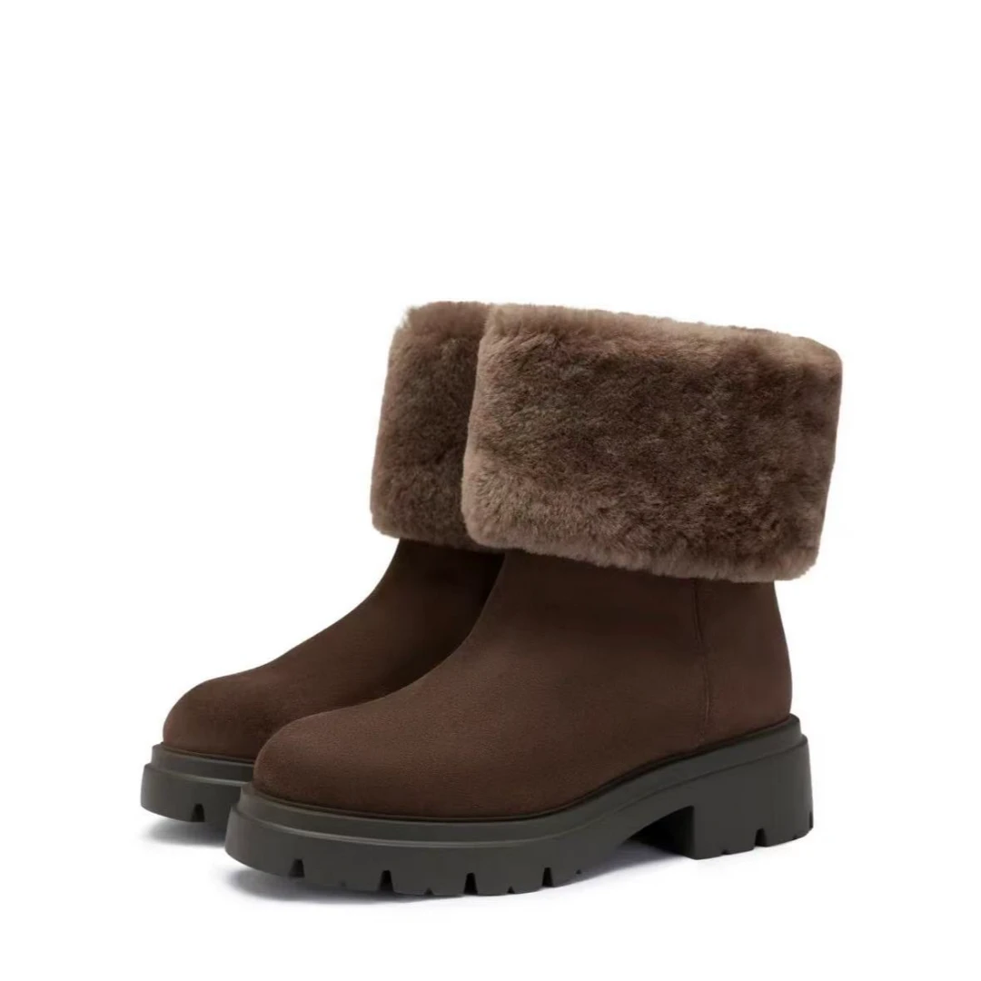 【太原天美】SW HUDSON SHEARLING BOOTIE桃木棕磨砂皮/剪羊毛短靴